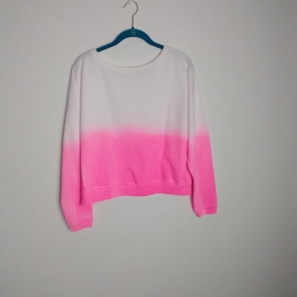 42 Pops Pink Ombre Dip Dye Pull Over Jersey Knit Top Medium - Picture 8 of 9